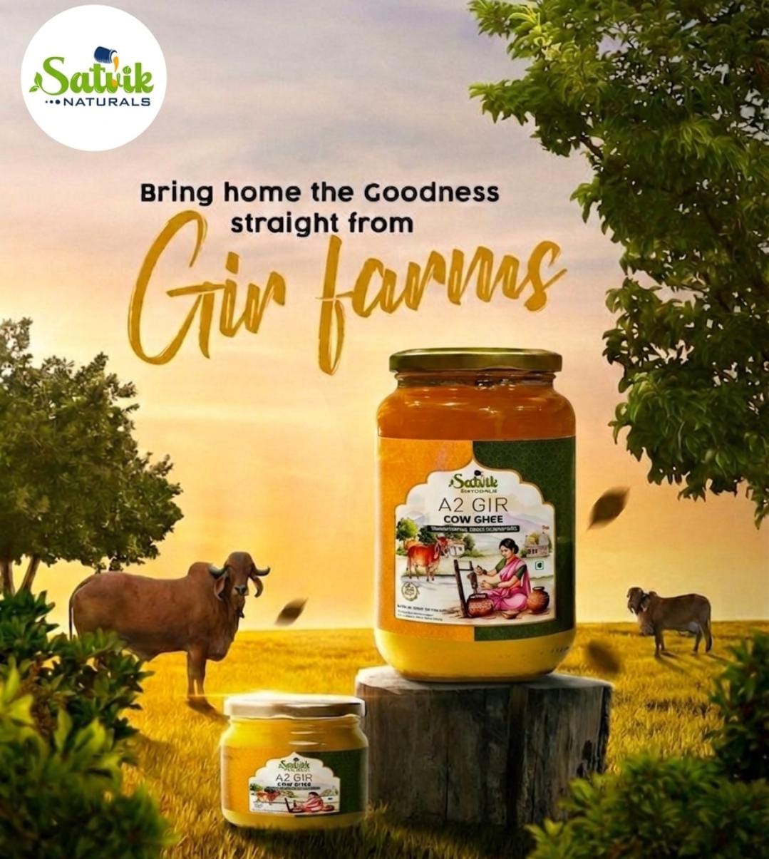 Hand churned Bilona Ghee prepared by Satvik Naturals